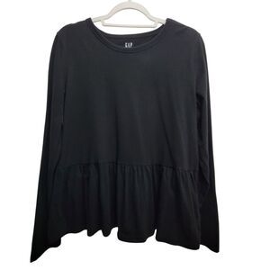 Gap Black Long Sleeve Peplum Top Size Medium